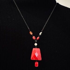90s Bohemian Pink Pendant Necklace